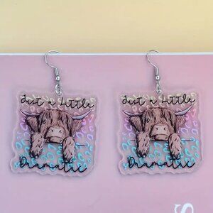 Quirky, Bohemian/Hippie Acrylic Calf Pendant Earrings "Just a little dramatic"